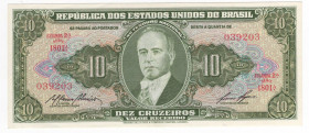 Repubblica degli Stati Uniti del Brasile (1889-1967) - 10 cruzeiros - N° serie: 039203 - 1953-1960 - Thomas de la Rue & Company - P# 159 

qFDS

S...