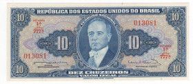 Repubblica degli Stati Uniti del Brasile (1889-1967) - 10 cruzeiros - N° serie: 013081 - 1961-1963 - American BankNote Company - P# 159

FDS

SPED...