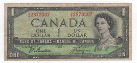 Canada - Elisabetta II (dal 1952) - 1 dollaro - N°serie: V/A2873307 - 1954 - Canadian BankNote Company - P# 74, P# 75

BB

SPEDIZIONE IN TUTTO IL ...