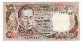 Colombia - repubblica (dal 1886) - 2000 pesos oro - N° serie: 02300112 - 1986 - Thomas de la Rue & Company - P# 430

mBB 

SPEDIZIONE IN TUTTO IL ...