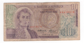 Colombia - repubblica (dal 1886) - 10 pesos oro - N° serie: 44418016 - 1975 - P# 407

MB 

SPEDIZIONE IN TUTTO IL MONDO - WORLDWIDE SHIPPING