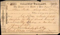 Texas. Treasury Warrant. 1842. 73 Cents. Very Fine.

This Treasury Warrant was issued to Isaac Parker, who was a legislator in Texas. Parker was bor...