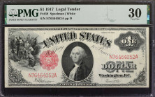 Fr. 39. 1917 $1 Legal Tender Note. PMG Very Fine 30.

PMG comments "Minor Rust."

Estimate: $125.00 - $175.00