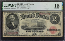 Fr. 57. 1917 $2 Legal Tender Note. PMG Choice Fine 15.

A Choice Fine example of this WWI era Deuce.

Estimate: $100.00 - $150.00