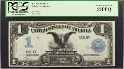 Fr. 226. 1899 $1 Silver Certificate. PCGS Currency Choice About New 58 PPQ.

A four digit serial number of "9018" is seen on this Black Eagle Ace. U...