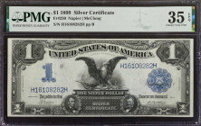 Fr. 230. 1899 $1 Silver Certificate. PMG Choice Very Fine 35 EPQ.

Attractive embossing is noticed on this mid-grade Black Eagle Ace.

Estimate: $...