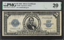 Fr. 282. 1923 $5 Silver Certificate. PMG Very Fine 20.

An always in demand Lincoln Porthole note, offered here in a Very Fine grade.

Estimate: $...