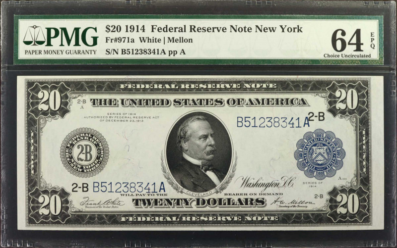 Fr. 971a. 1914 $20 Federal Reserve Note. New York. PMG Choice Uncirculated 64 EP...