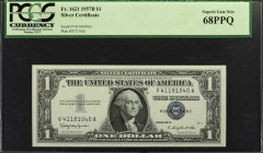Fr. 1621. 1957B $1 Silver Certificate. PCGS Currency Superb Gem New 68 PPQ.

An extremely attractive example of this 1957B Ace, which displays board...