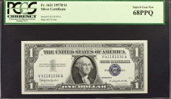 Fr. 1621. 1957B $1 Silver Certificate. PCGS Currency Superb Gem New 68 PPQ.

Wide margins, bright paper and jet black design details are seen on thi...