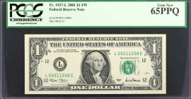 Lot of (4). Fr. 1922-L, 1925-L, 1927-L & 1929-L. 1995 to 2003 $1 Federal Reserve Notes. San Francisco. PCGS Currency Gem New 65 PPQ to Superb Gem New ...