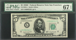 Fr. 1964-L. 1950C $5 Federal Reserve Note. San Francisco. PMG Superb Gem Uncirculated 67 EPQ.

A visually appealing offering of this 1950C San Fran ...