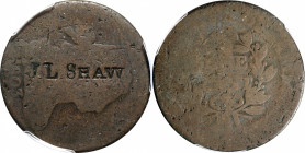 J.L. SHAW on the obverse of an 1803 Draped Bust cent. Brunk S-335, Rulau-Unlisted. Fair-2 (PCGS).