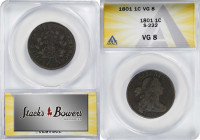 1801 Draped Bust Cent. S-222. VG-8 (ANACS).

PCGS# 36251.
