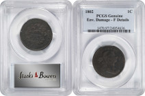 1802 Draped Bust Cent. Fine Details--Environmental Damage (PCGS).

A well circulated coin.

PCGS# 1470. NGC ID: 224E.