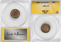 1884 Indian Cent. MS-62 BN (ANACS).

PCGS# 2148. NGC ID: 228B.

Acquired from San Diego Coin & Bullion, date not recorded. Company tag included.