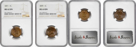 Lot of (2) Mint State 1890s Indian Cents. (NGC).

Included are: 1891 MS-62 BN; and 1899 MS-64 BN.