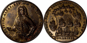 1739 Admiral Vernon Medal. Porto Bello Medal with Vernon's Portrait Alone. Adams & Chao PBv 42-RR, M-G 72. Rarity-5. Brass. Choice Extremely Fine.

...