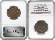 1760 Voce Populi Halfpenny. Nelson-2, W-13940. Rarity-3. "1700". VF Details--Environmental Damage (NGC).

Deep copper and steel-brown patina with ov...