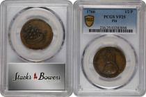 1766 Pitt Halfpenny Token. Betts-519, W-8350. Rarity-3. Copper. VF-25 (PCGS).

A charming circulated example of this scarce type. Tan-brown with dar...