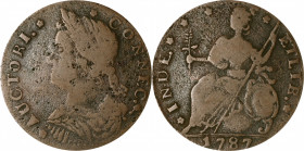 1787 Connecticut Copper. Miller 32.1-X.3, W-3215. Rarity-4. Draped Bust Left. Fine.

138.1 grains. Chocolate-brown and steel surfaces are just light...