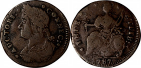 1787 Connecticut Copper. Miller 33.32-Z.13, W-3830. Rarity-1. Draped Bust Left. Fine.

129.5 grains. Chocolate-brown surfaces with some light natura...