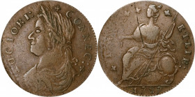 1787 Connecticut Copper. Miller 38-GG, W-4205. Rarity-4. Draped Bust Left, AUCIORI. Extremely Fine.

137.5 grains. Weakly struck at the lower left o...