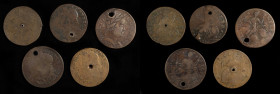 Lot of (5) Connecticut Coppers.

An interesting group of holed Connecticuts. All are decent coins besides their holes and some neat varieties are pr...