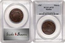 1787 New Jersey Copper. Maris 46-e, W-5250. Rarity-1. No Sprig Above Plow, Clashed Die. AU-53 (PCGS).

Frosty chocolate-brown and light steel surfac...