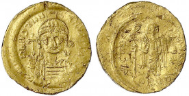 Kaiserreich
Justinian I., 527-565
Solidus 527/565, Constantinopel. 4,17 g. schön/sehr schön, Kratzer, gewellt. Sear 140.