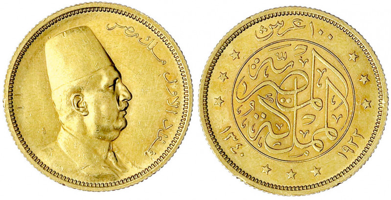 Ägypten
Fuad I., 1922-1936
100 Piaster 1922. 8,50 g. 875/1000. gutes vorzüglic...
