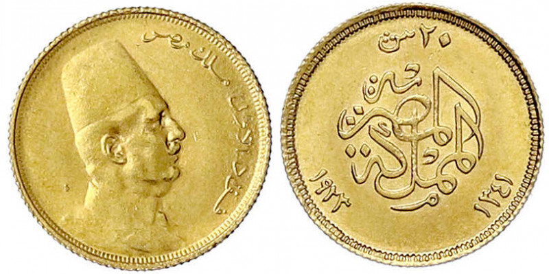 Ägypten
Fuad I., 1922-1936
20 Piaster AH 1341 = 1923. 1,70 g. 875/1000. vorzüg...