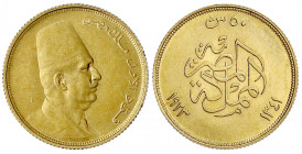 Ägypten
Fuad I., 1922-1936
50 Piaster 1923. 4,25 g. 875/1000. vorzüglich. Krause/Mishler 340.