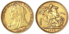 Australien
Victoria, 1837-1901
Sovereign 1896 M, Melbourne. 7,98 g. 917/1000. sehr schön. Spink. 3875.