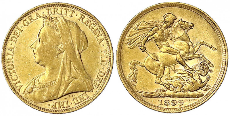 Australien
Victoria, 1837-1901
Sovereign 1899 S, Sydney. 7,98 g. 917/1000. seh...