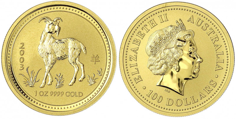 Australien
Elisabeth II., seit 1952
100 Dollars Lunar Serie I. 2003 Jahr der Z...