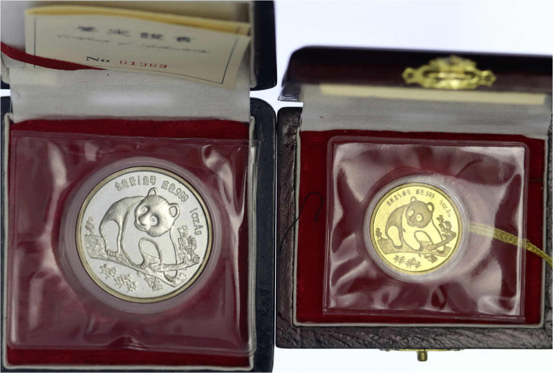 China
Volksrepublik, seit 1949
2 Stück: 1/2 Unze und 1 Unze Silber Freundschaf...