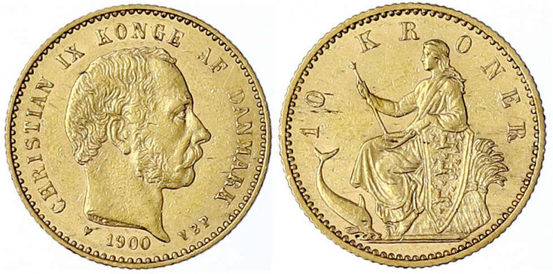 Dänemark
Christian IX., 1863-1906
10 Kronen 1900 VBP. 4,48 g. 900/1000. vorzüg...