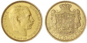 Dänemark
Christian X., 1912-1947
20 Kroner 1913. 8,96 g. 900/1000. gutes vorzüglich. Hede 1A. Sieg 3.1.