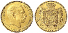 Dänemark
Christian X., 1912-1947
20 Kroner 1915. 8,96 g. 900/1000. gutes vorzüglich. Hede 1A. Sieg 3.1.