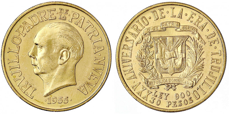 Dominikanische Republik
30 Pesos 1955, 25 Jahre Trujillo Regime. 29,62 g. 900/1...