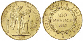 Frankreich
Dritte Republik, 1871-1940
100 Francs stehender Genius 1882 A, Paris. gutes vorzüglich. Friedberg 590. Krause/Mishler 832.
