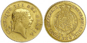 Grossbritannien
George III., 1760-1820
Halfguinea 1810. 4,20 g. vorzüglich, kl. Druckstelle. Spink. 3737.