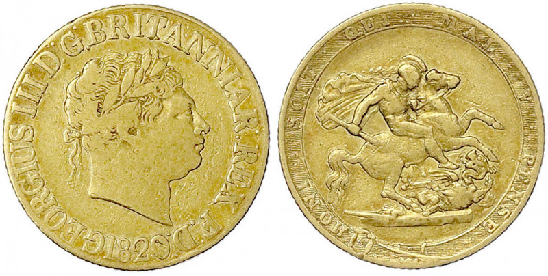 Grossbritannien
George III., 1760-1820
Sovereign 1820. 7,85 g. 917/1000. schön...