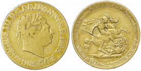 Grossbritannien
George III., 1760-1820
Sovereign 1820. 7,85 g. 917/1000. schön/sehr schön. Spink. 3785 C. Friedberg 371.