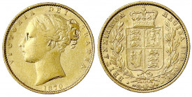 Grossbritannien
Victoria, 1837-1901
Sovereign 1870. Mit Die-Nr. 115. 7,99 g. 917/1000. sehr schön/vorzüglich. Spink. 3853B.