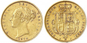 Grossbritannien
Victoria, 1837-1901
1/2 Sovereign 1874. Mit Die-Nr. 28. 3,99 g. 917/1000. Besseres Jahr. gutes sehr schön. Spink. 3860D.