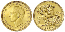 Grossbritannien
Georg VI., 1937
Sovereign 1937. 7,98 g. 917/1000. Polierte Platte, Prachtexemplar. Spink. 4076.