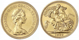 Grossbritannien
Elisabeth II., seit 1952
Sovereign 1982. 7,99 g. 917/1000. BU. Seaby 4204. Friedberg 418.