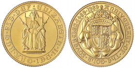 Grossbritannien
Elisabeth II., seit 1952
Sovereign 1989. 7,99 g. 917/1000. 500 Jahre Sovereign. Im Etui mit Zertifikat. Polierte Platte. Krause/Mish...